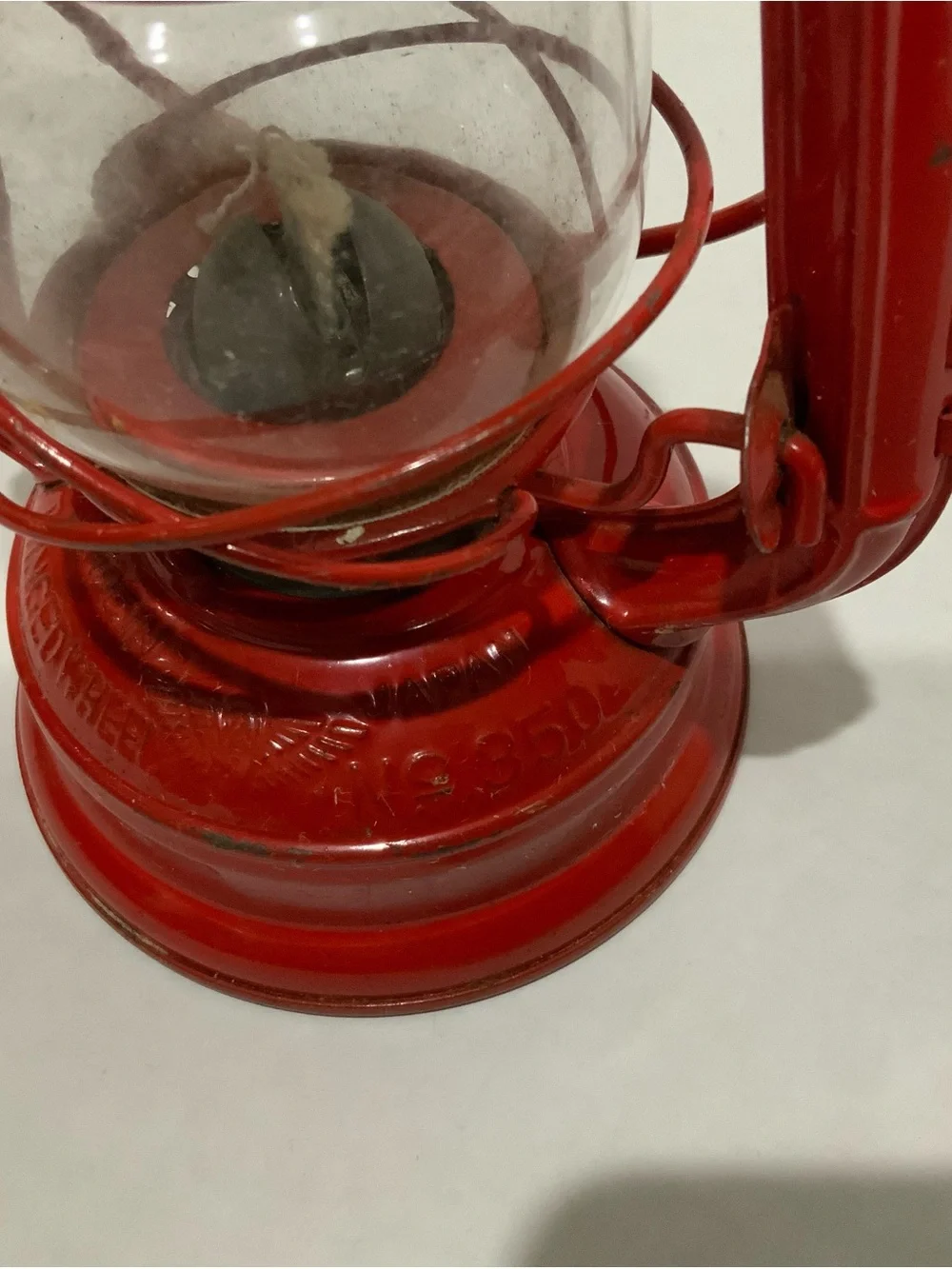 Vintage Winged Wheel No.350 RED Kerosene Hurricane Lantern